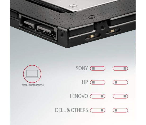 AXAGON Rama do napędu dysków optycznych na SSD/HDD 2.5”, LED,9.5mm RSS-CD09 - 1211988 - zdjęcie 7